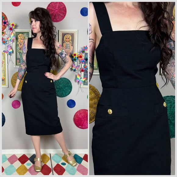 Vintage Dresses & Skirts - Vintage 1990s Black Rib Sleeveless Sheath Dress